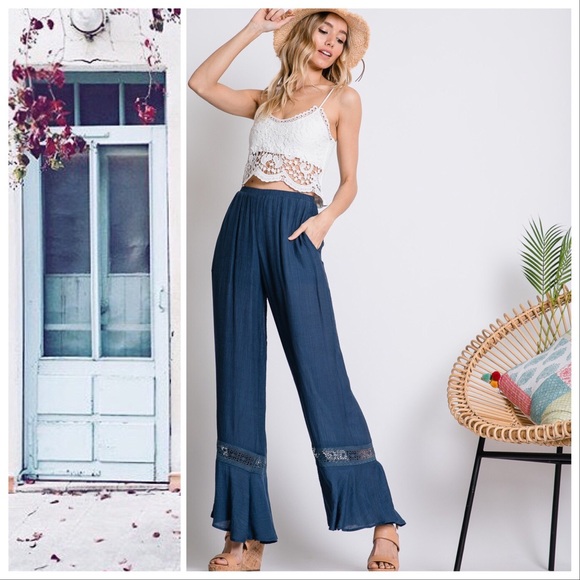 Indigo Teal Palazzo Hippy Pants - Picture 6 of 7